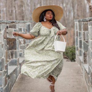 new eloquii tie front skirted print maxi dress 18